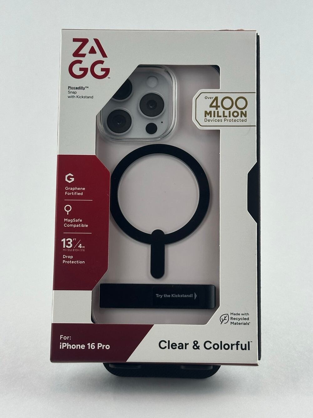 Zagg Piccadilly Snap w/ Kickstand iPhone 16 Pro Clear Case NWT